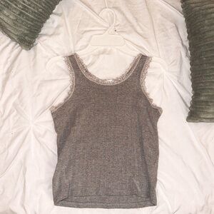 Tilly’s Womens Gray Cami-Crop-Top w/ Lace Detailing S